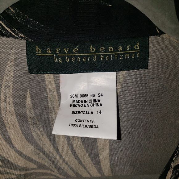 Harve Benard 100% Silk 2-Piece Outfit Set Button Up Shirt Top & Crop Pants Sz 14 - Picture 4 of 12